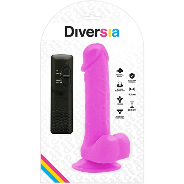 Flexibler Vibrierender Dildo Lila 20,5 cm -O- 4,2 cm von Diversia | Fesselliebe.de