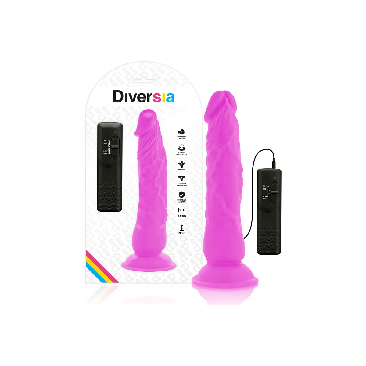 Flexibler Vibrierender Dildo Lila 21 cm -O- 4,9 cm von Diversia | Fesselliebe.de