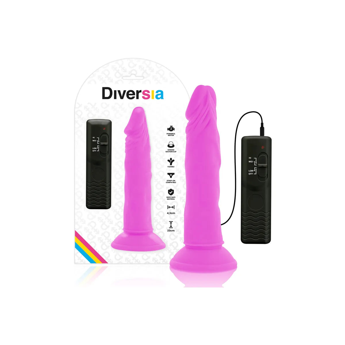 Flexibler Vibrierender Dildo Lila 23 cm -O- 4,3 cm von Diversia | Fesselliebe.de