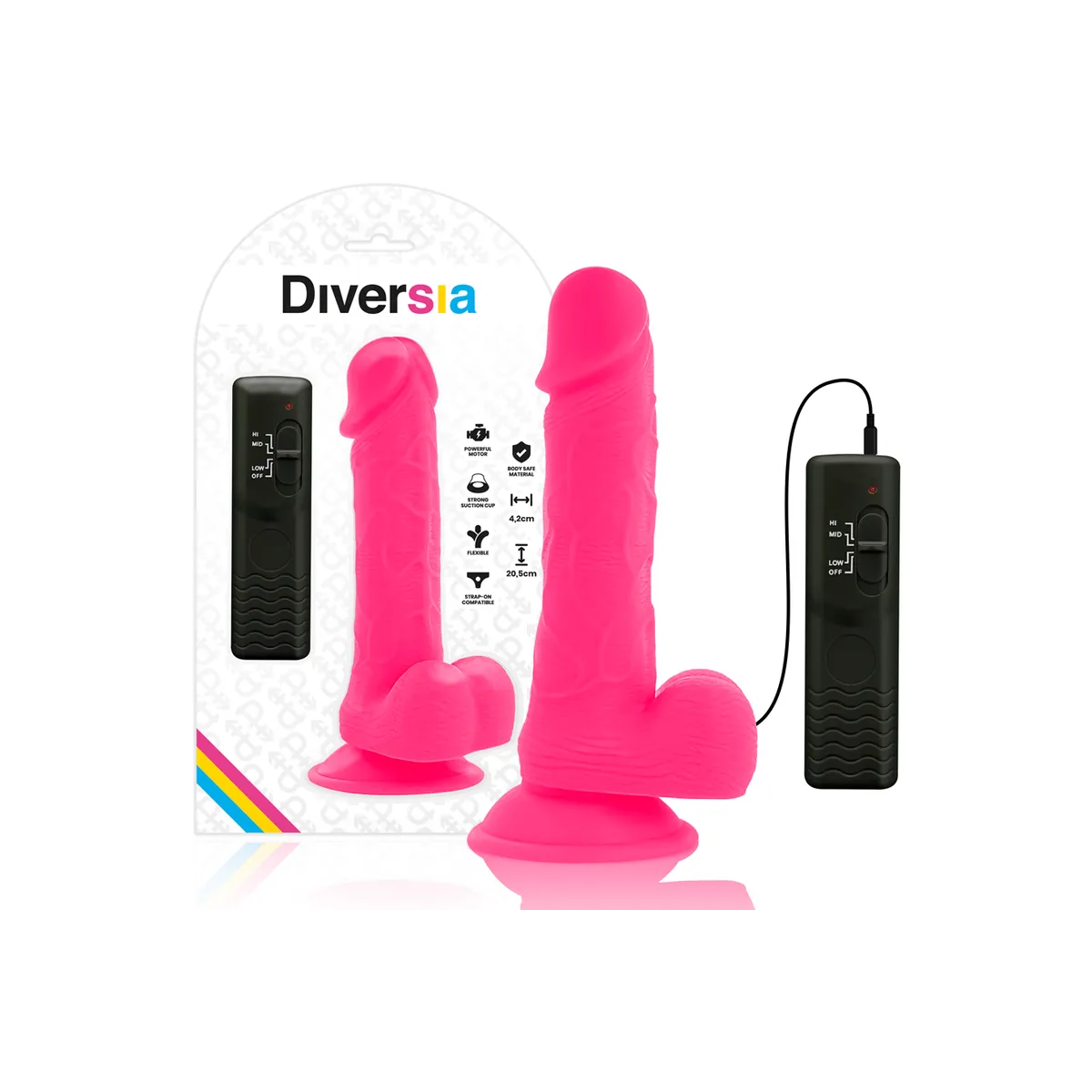 Flexibler Vibrierender Dildo Rosa 20,5 cm -O- 4,2 cm von Diversia | Fesselliebe.de