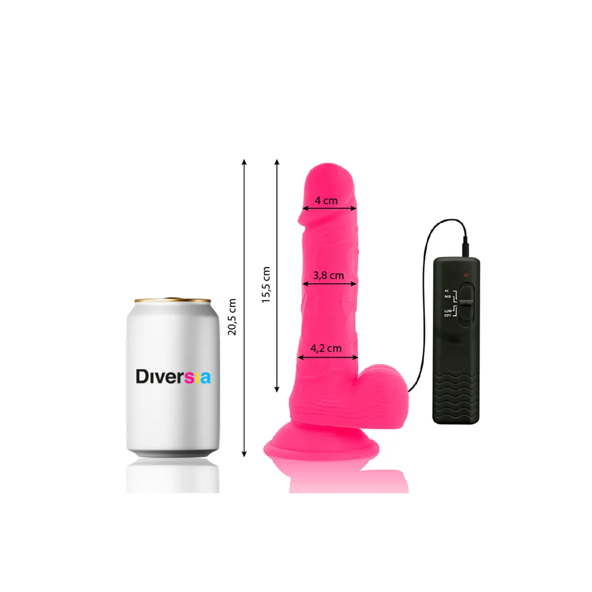 Flexibler Vibrierender Dildo Rosa 20,5 cm -O- 4,2 cm von Diversia | Fesselliebe.de