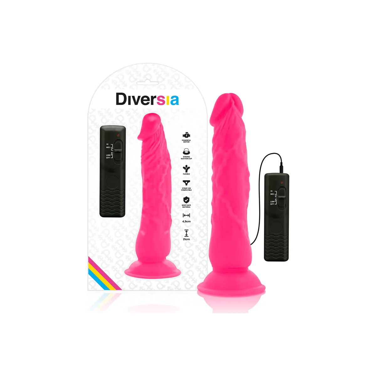 Flexibler Vibrierender Dildo Rosa 21 cm -O- 4,9 cm von Diversia | Fesselliebe.de