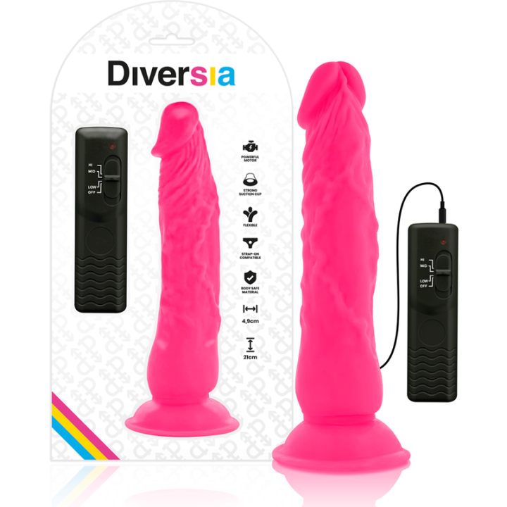 Flexibler Vibrierender Dildo Rosa 21 cm -O- 4,9 cm von Diversia | Fesselliebe.de