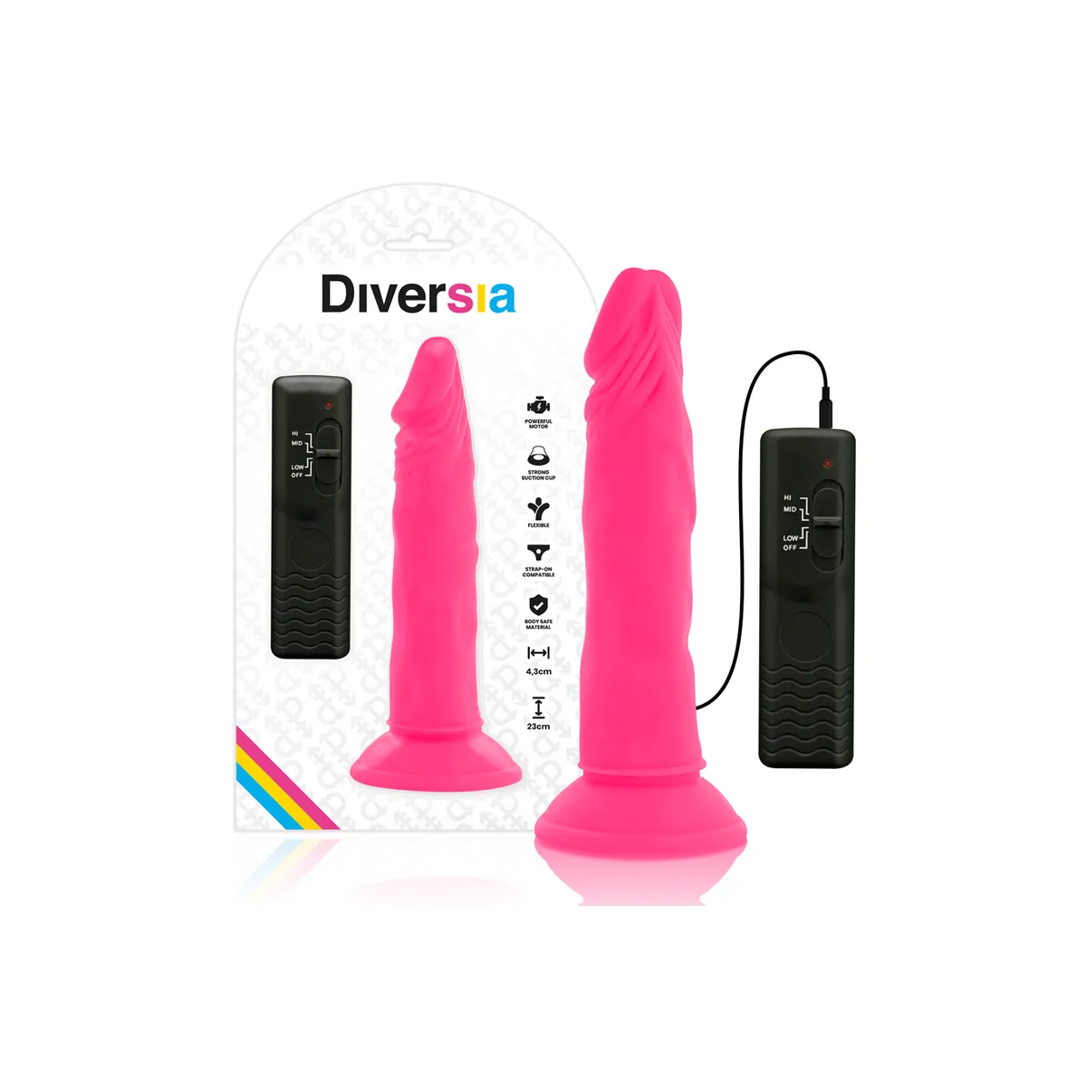 Flexibler Dildo mit Vibration Rosa 23 cm -O- 4,3 cm von Diversia | Fesselliebe.de