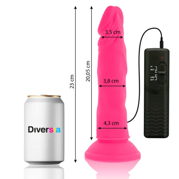 Flexibler Dildo mit Vibration Rosa 23 cm -O- 4,3 cm von Diversia | Fesselliebe.de