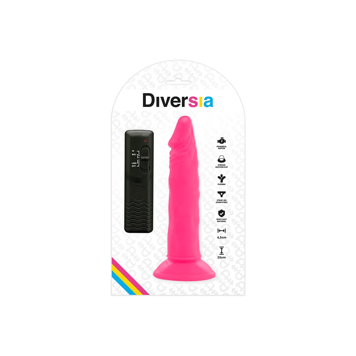 Flexibler Dildo mit Vibration Rosa 23 cm -O- 4,3 cm von Diversia | Fesselliebe.de