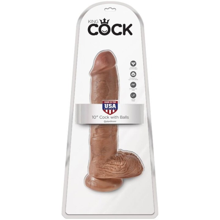 Realistischer Penis mit Kugeln 19,8 cm Karamell von King Cock | Fesselliebe.de