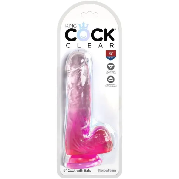 Clear Realistischer Penis mit Kugeln 13,5 cm Rosa von King Cock | Fesselliebe.de