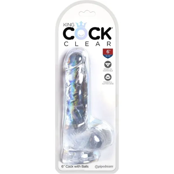 Clear Realistischer Penis mit Eieren 13,5 cm Transparent von King Cock | Fesselliebe.de