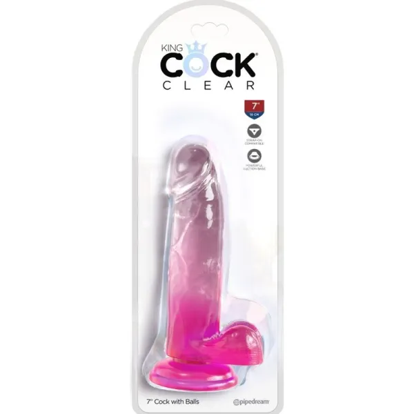 Clear Realistischer Penis mit Kugeln 15,2 cm Rosa von King Cock | Fesselliebe.de