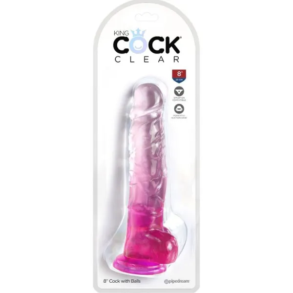 Clear Realistischer Penis mit Kugeln 16,5 cm Rosa von King Cock | Fesselliebe.de