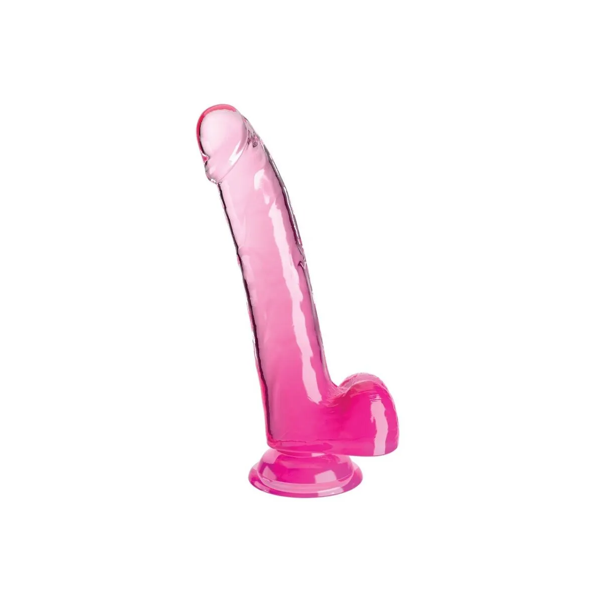 Clear Dildo mit Hoden 20,3 cm Rosa von King Cock | Fesselliebe.de