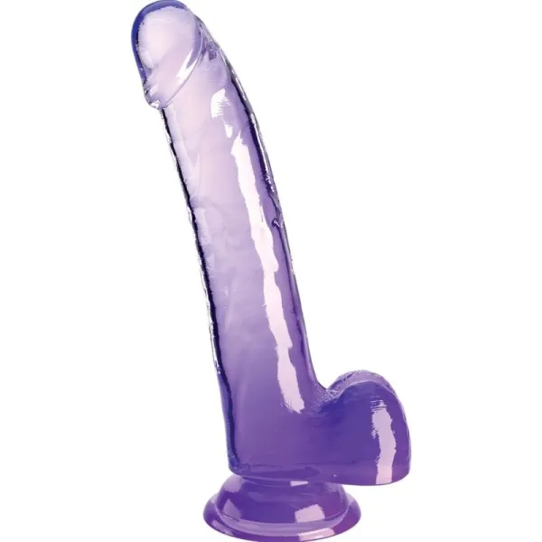 Clear Dildo mit Hoden 20,3 cm Lila von King Cock | Fesselliebe.de