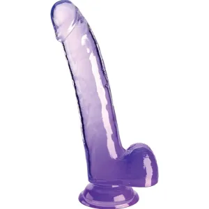 Clear Dildo mit Hoden 20,3 cm Lila von King Cock | Fesselliebe.de