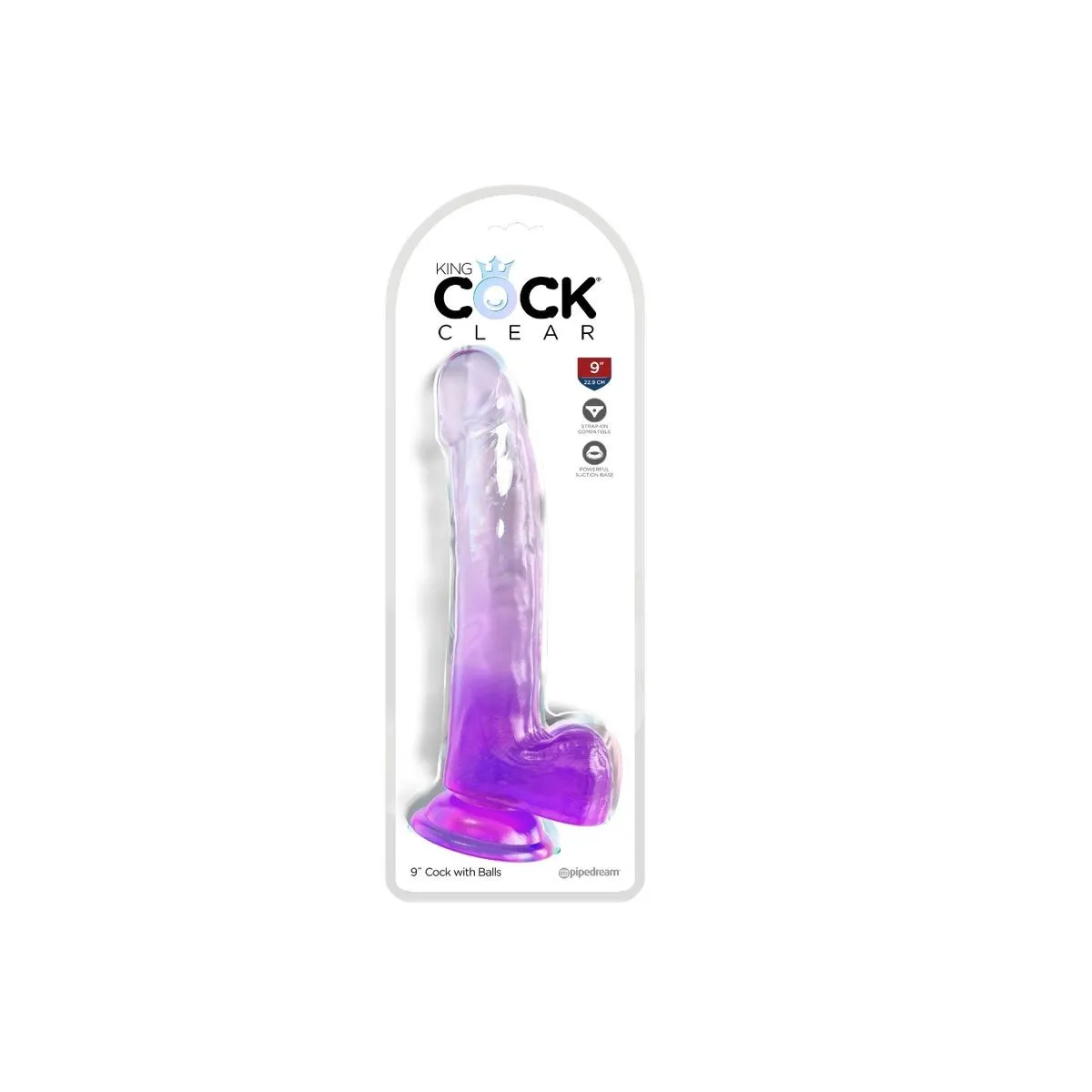 Clear Dildo mit Hoden 20,3 cm Lila von King Cock | Fesselliebe.de