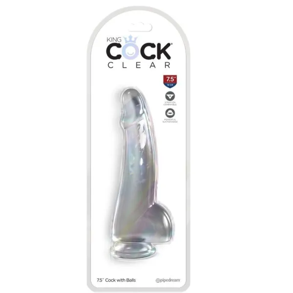 Clear Dildo mit Hoden 15,2 cm Transparent von King Cock | Fesselliebe.de