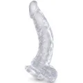 Clear Realistisch Gebogener Penis mit 16,5 cm Transparenten Eieren von King Cock