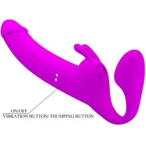 Zanini Strapless Strap-On 10 Vibrationen Lila von Pretty Love