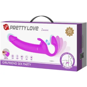 Zanini Strapless Strap-On 10 Vibrationen Lila von Pretty Love