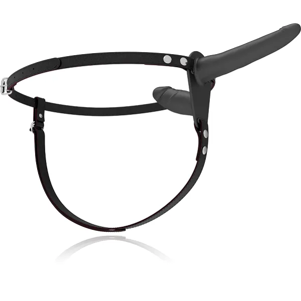 Doppelte Penetration Schwarzer Vibrator von Fetish Submissive Harness | Fesselliebe.de