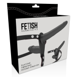 Doppelte Penetration Schwarzer Vibrator von Fetish Submissive Harness | Fesselliebe.de