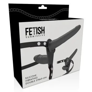 Doppelte Penetration Schwarzer Vibrator von Fetish Submissive Harness