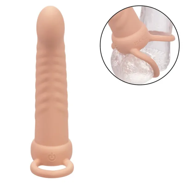 Maxx Ribbed Dual Penetrator 10 Vibrationen Fleisch von Calexotics | Fesselliebe.de