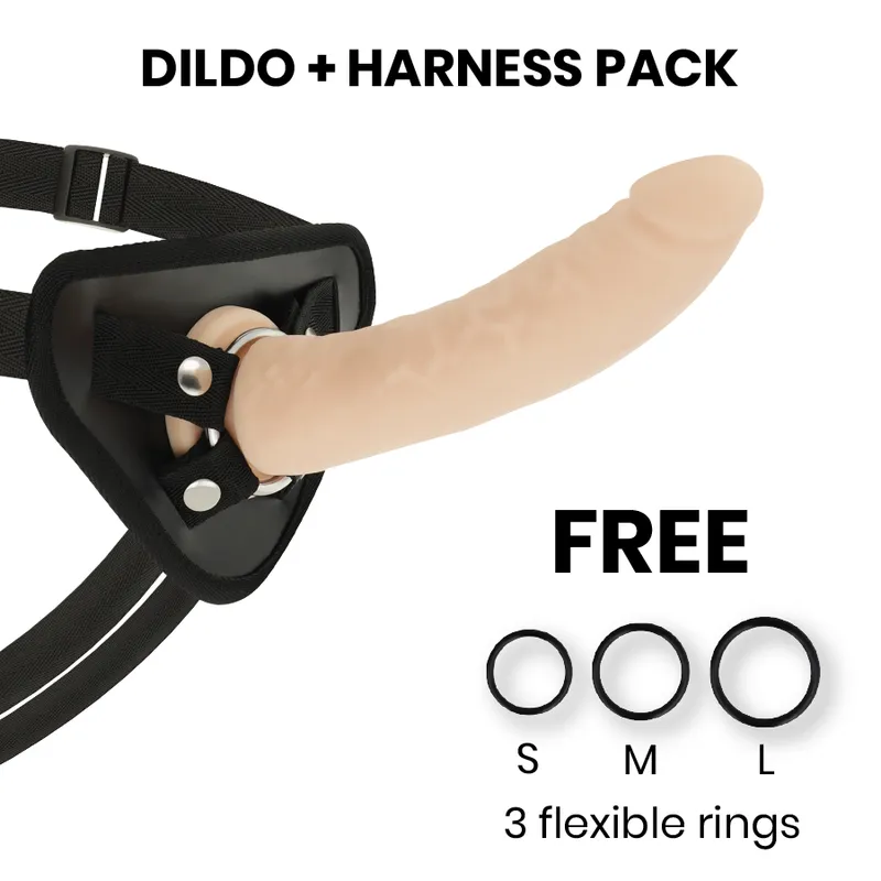 Toys Harness + Dong Flesh Silikon 17 cm -O- 3 cm von Deltaclub | Fesselliebe.de