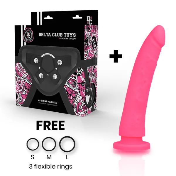 Toys Gurt + Dong Rosa Silikon 17 cm -O- 3 cm von Deltaclub | Fesselliebe.de