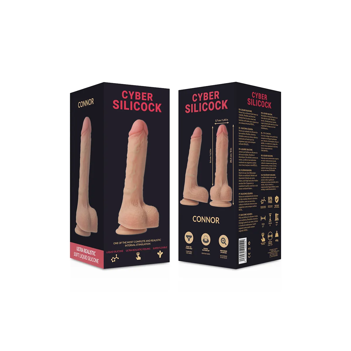 Strap-On Connor Flüssige Silikon mit 3 Ringen Gratis 20,5 cm -O- 3,7 cm von Cyber Silicock | Fesselliebe.de