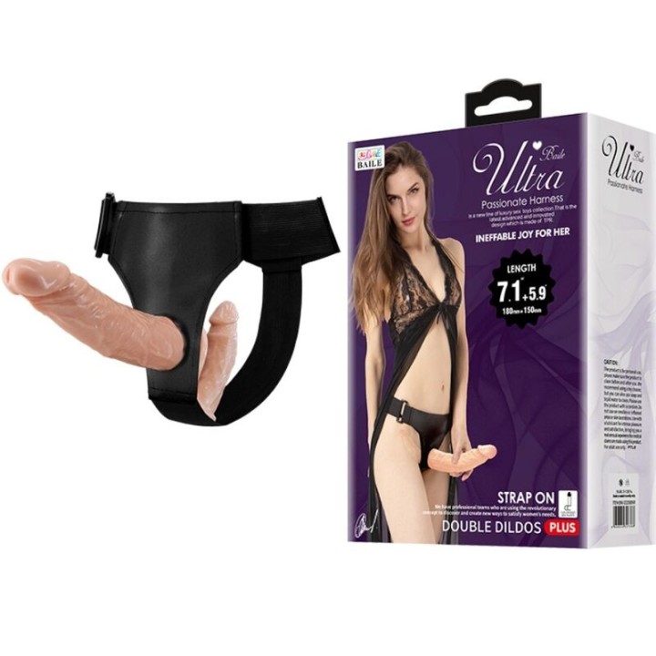 Ultra Leidenschaftlicher Doppelter Dildo mit Harness von Baile Harness Collection | Fesselliebe.de