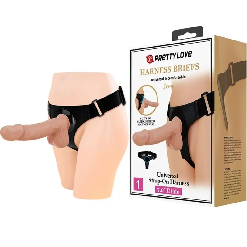 Harness-Hose Universal-Harness mit Dildo Jerry 21,8 cm Natur von Pretty Love | Fesselliebe.de