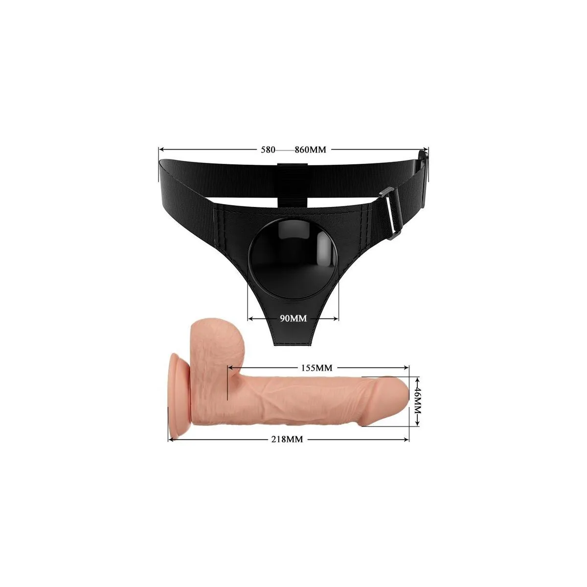 Harness-Hose Universal-Harness mit Dildo Jerry 21,8 cm Natur von Pretty Love | Fesselliebe.de