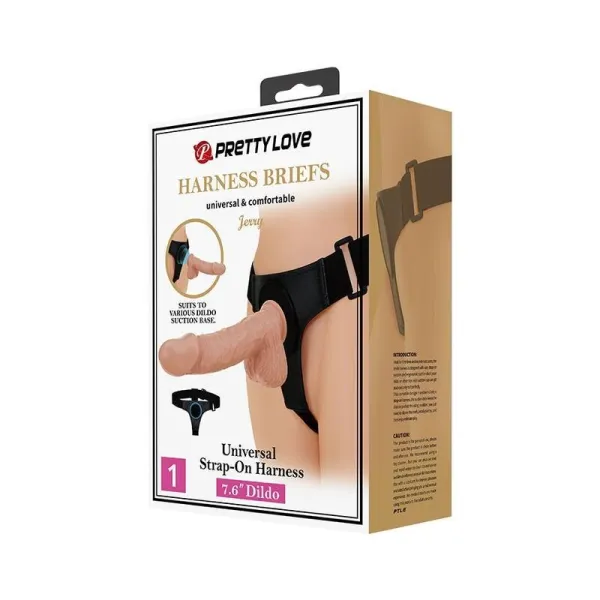 Harness-Hose Universal-Harness mit Dildo Jerry 21,8 cm Natur von Pretty Love | Fesselliebe.de