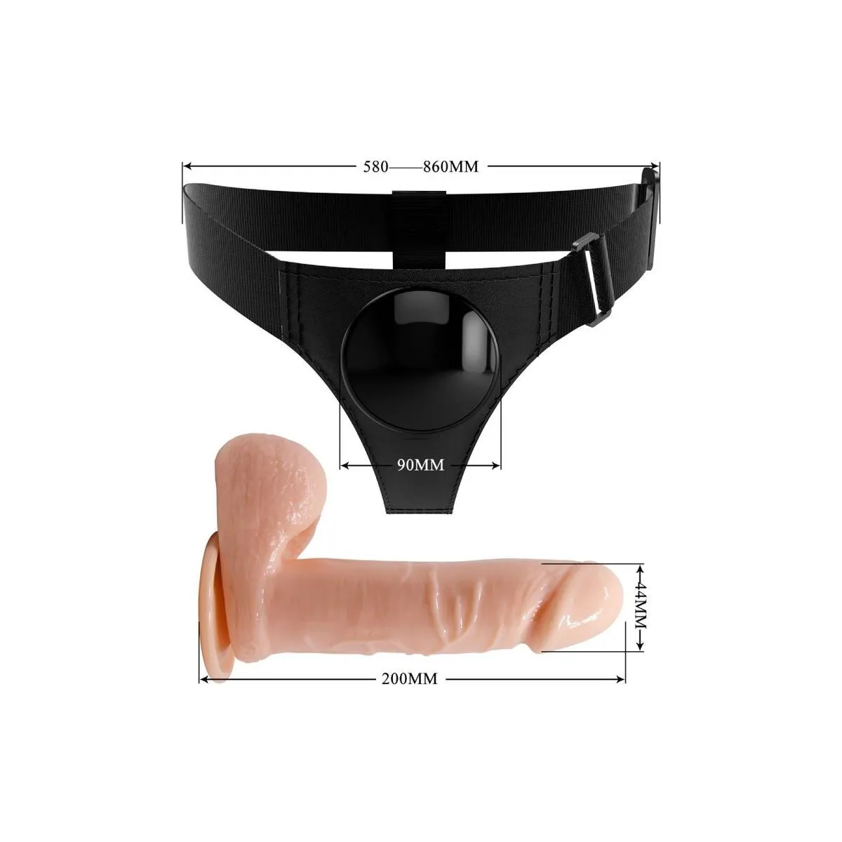 Harness-Hose Universal-Harness mit Dildo Tom 20 cm Natur von Pretty Love | Fesselliebe.de