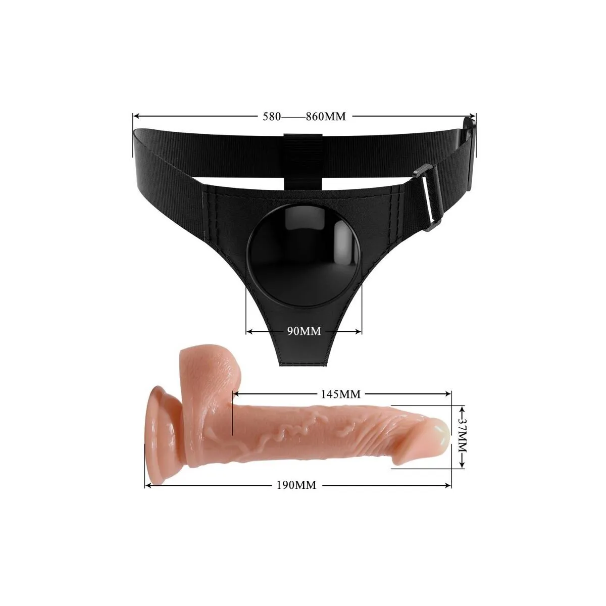 Harness-Hose Universal-Harness mit Dildo Kevin 19 cm Natural von Pretty Love | Fesselliebe.de