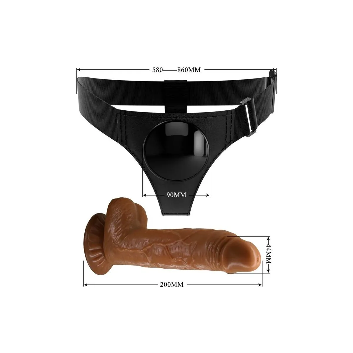 Harness-Hose Universal-Harness mit Dildo Micheal 20 cm Schwarz von Pretty Love | Fesselliebe.de