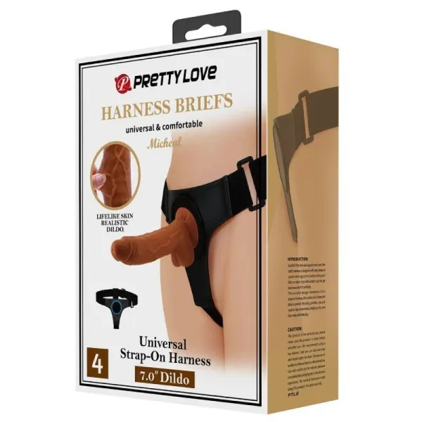 Harness-Hose Universal-Harness mit Dildo Micheal 20 cm Schwarz von Pretty Love | Fesselliebe.de