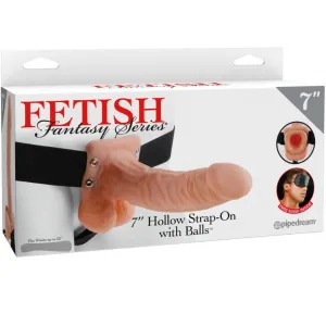 7 Hohl Strap-On mit Bällen 17,8 cm Fleisch von Fetish Fantasy Series