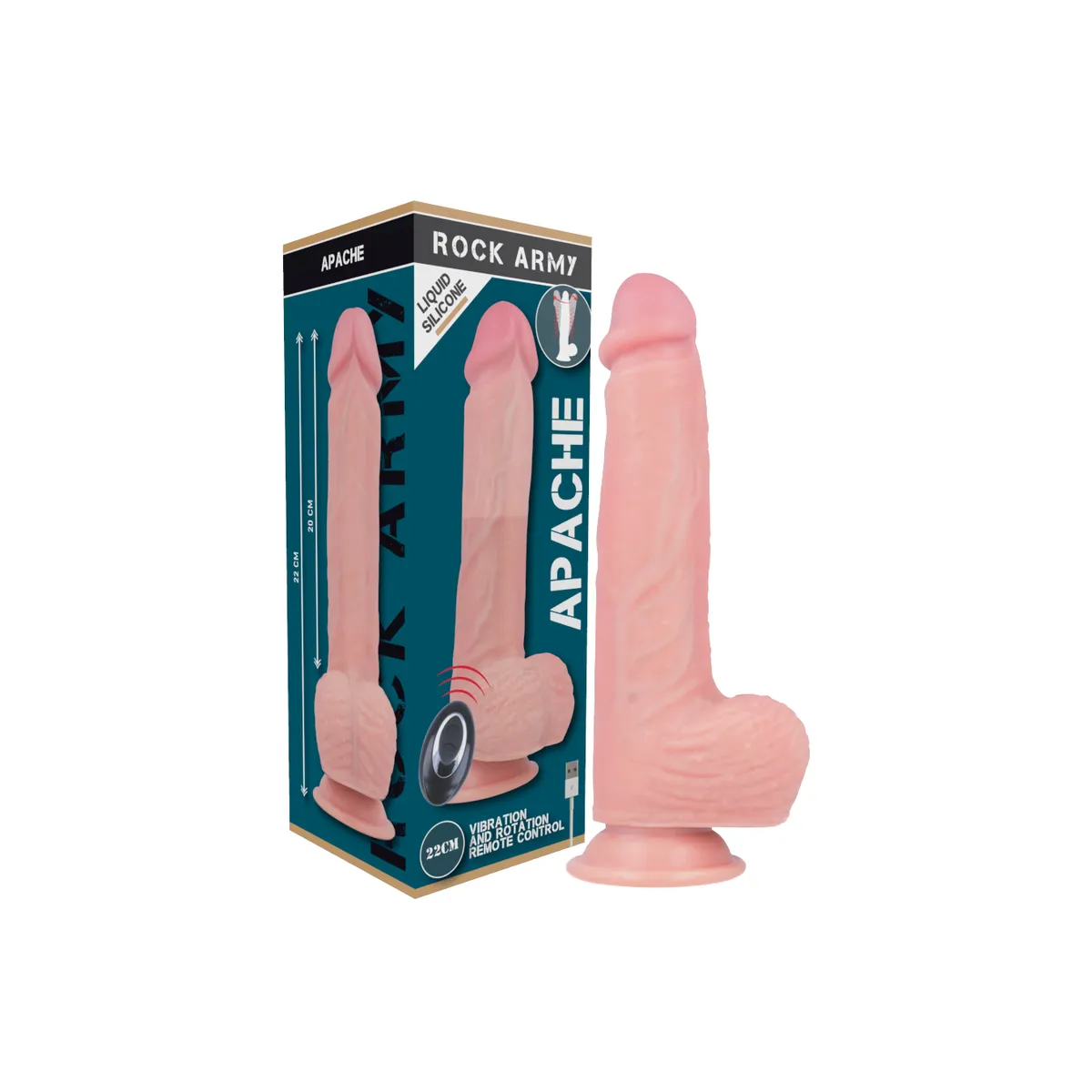 Harness + Flüssigsilikon Vibrator Premium Apache mit Fernbedienung 20,5 cm -O- 4,62 cm von Rock Army | Fesselliebe.de