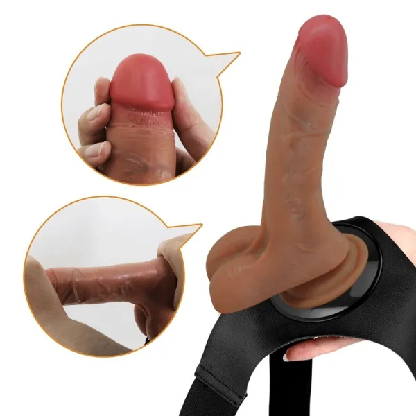 Universal Harness Slip mit Vibrierendem und Squirting-Dildo 15,5 cm Mulato von Pretty Love | Fesselliebe.de