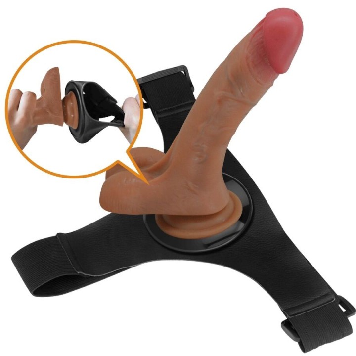 Universal Harness Slip mit Vibrierendem und Squirting-Dildo 15,5 cm Mulato von Pretty Love | Fesselliebe.de