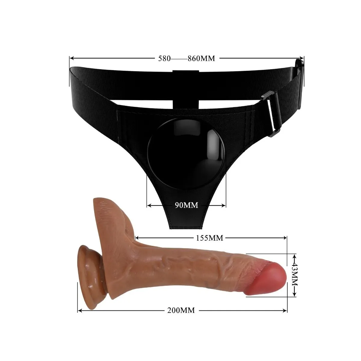 Universal Harness Slip mit Vibrierendem und Squirting-Dildo 15,5 cm Mulato von Pretty Love | Fesselliebe.de