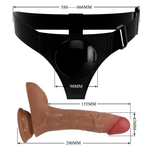 Universal Harness Slip mit Vibrierendem und Squirting-Dildo 15,5 cm Mulato von Pretty Love