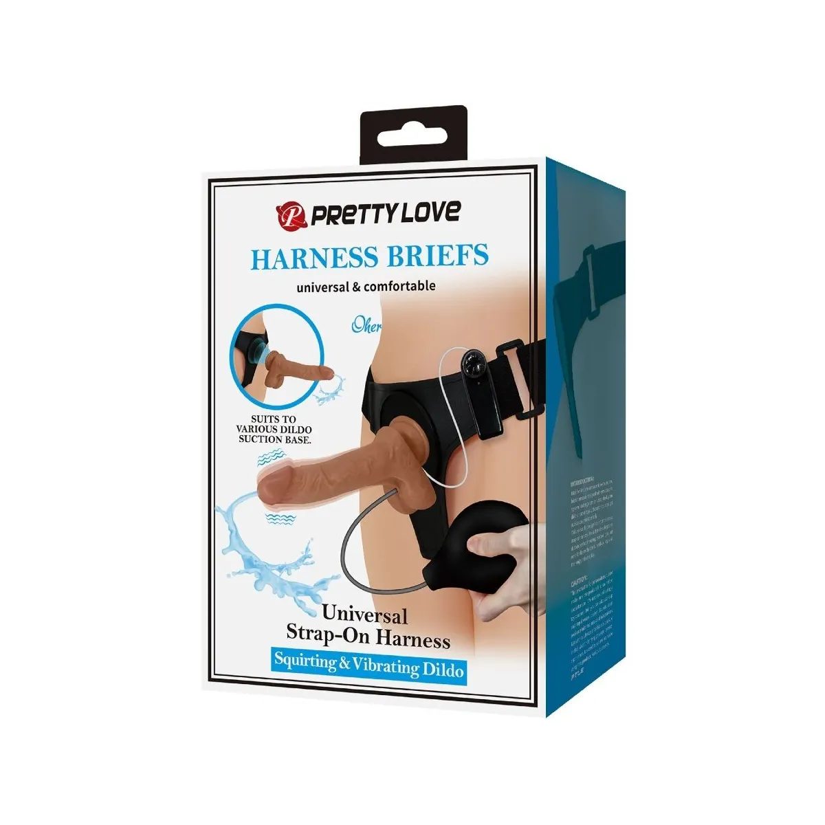 Universal Harness Slip mit Vibrierendem und Squirting-Dildo 15,5 cm Mulato von Pretty Love | Fesselliebe.de