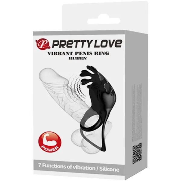 Ruben Vibratorring 7 Vibrationen Schwarzes Silikon von Pretty Love Male | Fesselliebe.de