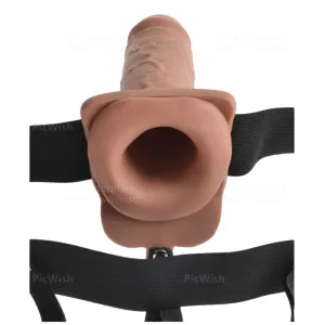Verstellbarer Gurt mit realistischem Penis und Hoden und Vibrator, wiederaufladbar 17,8 cm von Fetish Fantasy Series