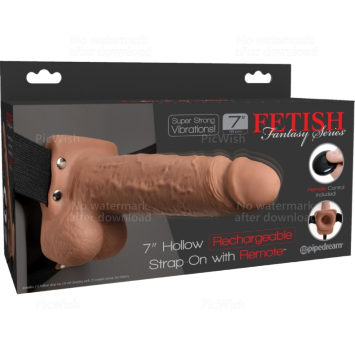 Verstellbarer Gurt mit realistischem Penis und Hoden und Vibrator, wiederaufladbar 17,8 cm von Fetish Fantasy Series | Fesselliebe.de