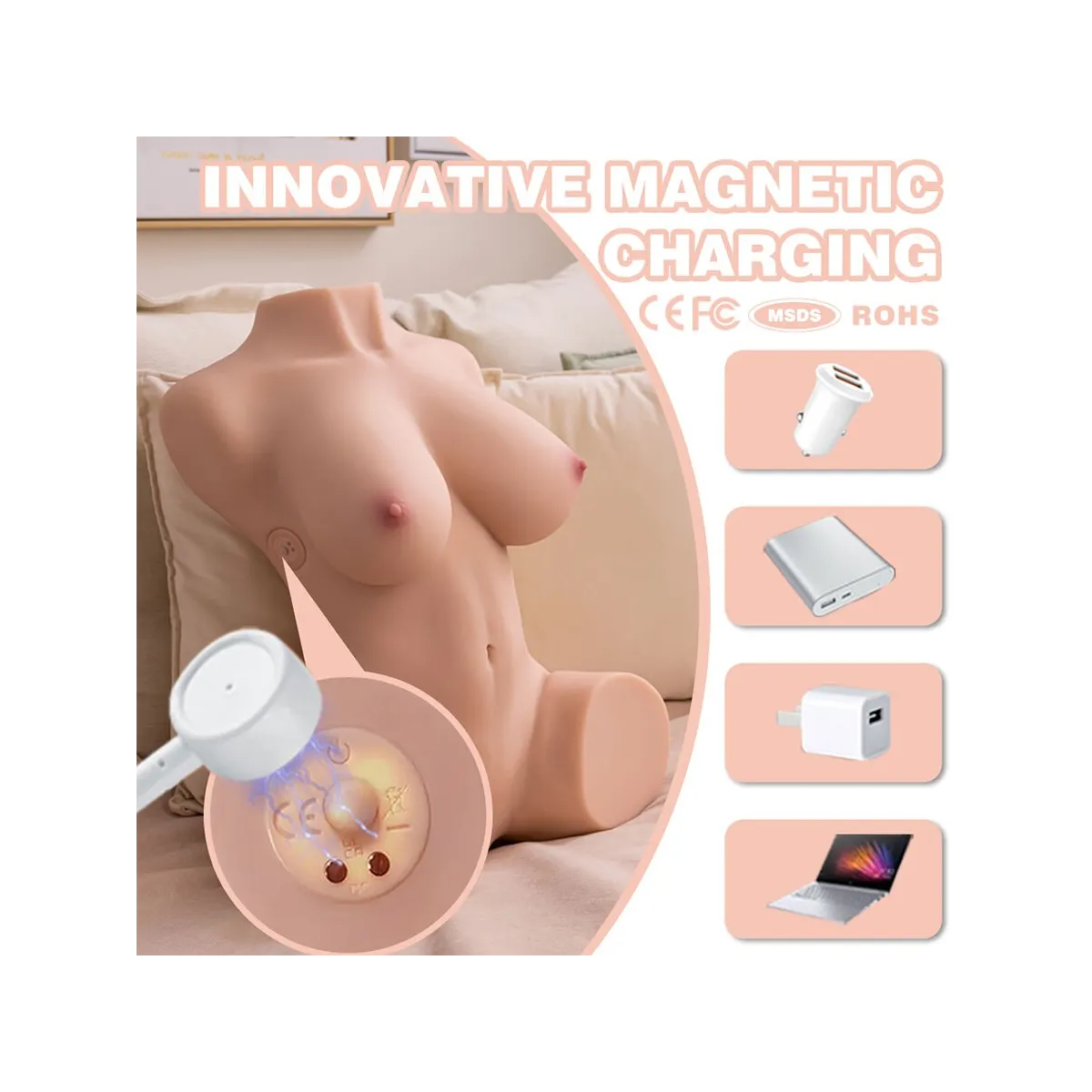 Dania - Realistischer, Vibrierender weiblicher Torso mit Stossfähigkeiten, 52 cm von Xise | Fesselliebe.de