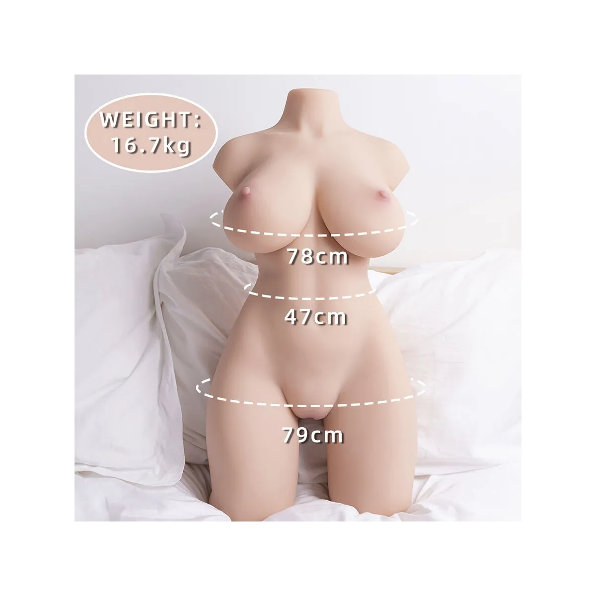Realistischer, Gepflegter weiblicher Torso mit Stoßfunktion, 71 cm von Xise | Fesselliebe.de